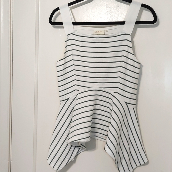 Deletta Anthro white green peplum top Small - Picture 3 of 10